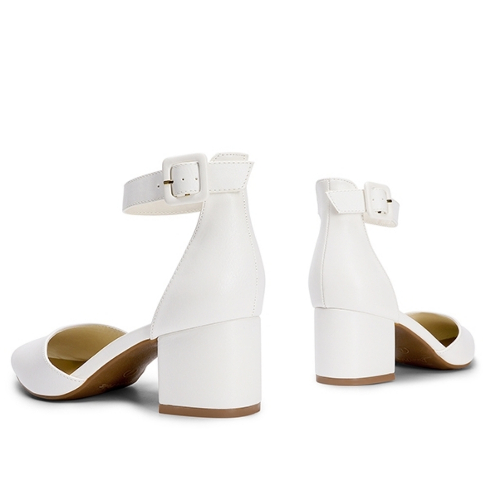 Dream Pairs Women's NWOT White Ankle Strap 2.5in Chunky Low Heel Pumps Size 8.5 - Picture 13 of 15